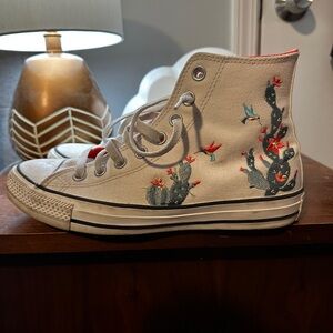 Converse High-Top Sneakers with Cactus Embroidery